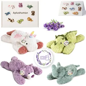 Microwavable Heating Pad Triceratops Winged Unicorn Elephant Bear Plush - Weighted Stuffed Animal Toy with Tourmaline Beads & Lavender - 1.8 lb for Long Lasting Cozy Warmth - Includes Gift Box & Greeting Card