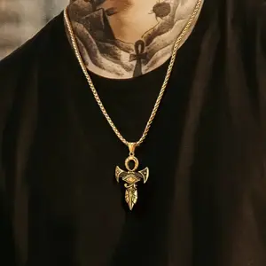 Egyptian Horus Eye Necklace Ankle Cross Pendant Necklace Eye Protection Talisman Men's and Women's Necklace