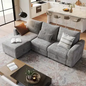 Boneless Sectional Sofa Set – Cloud-Plush U-Shaped Couch with Ottoman & Chair, Convertible Sofa Bed with Hidden Storage, Family-Friendly Modular Living Room Couch