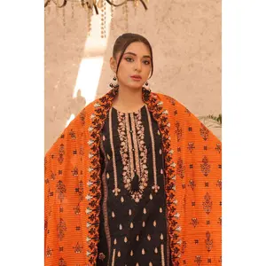 Saffron Night 3-Piece Embroidered Lawn Set