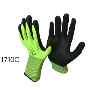 6 pairs Rubber crinkle coated lime nylon work glove