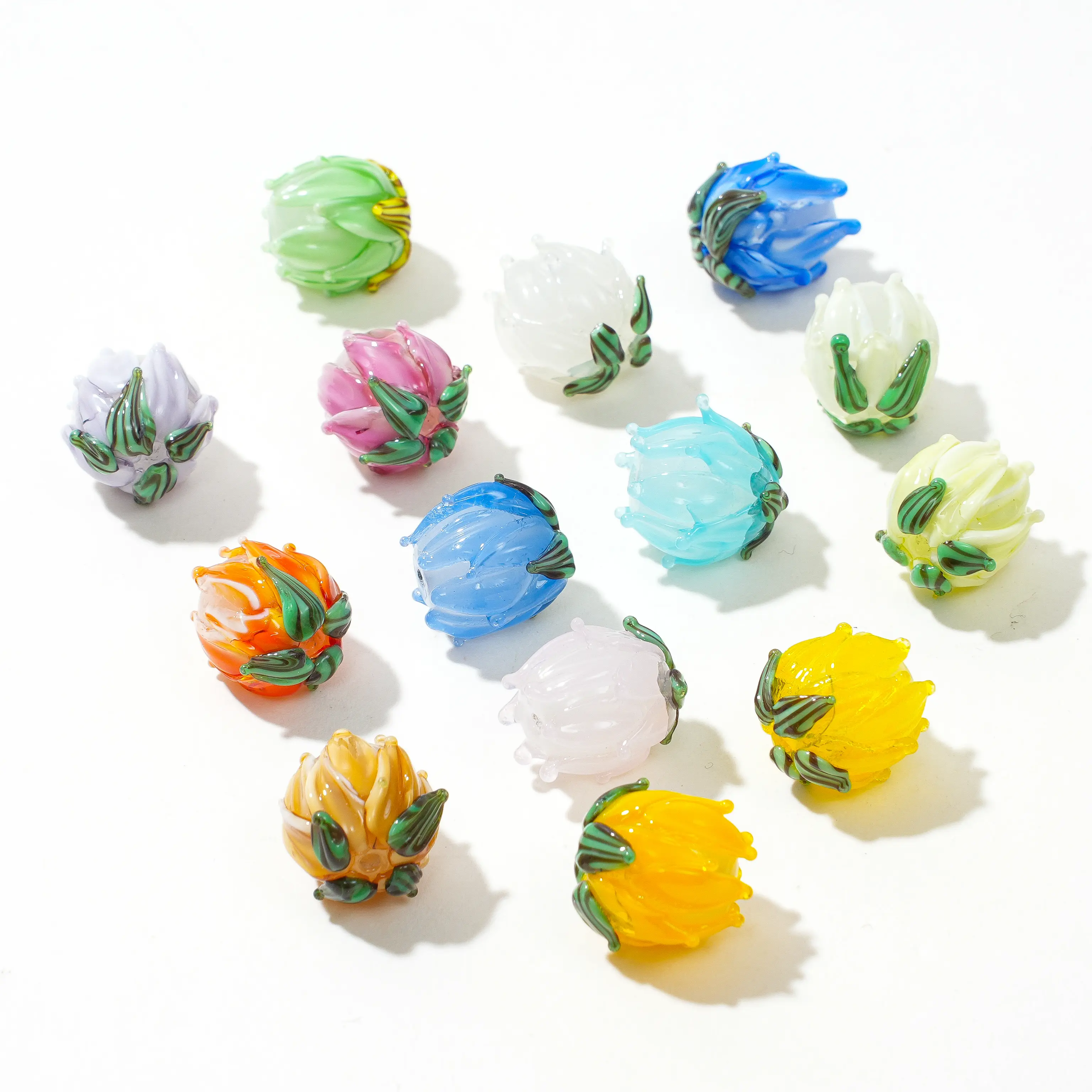 Vintage Lotus & Tulip Lampwork Glass Loose Beads – DIY Flower Glass Beads for Bracelets, Necklaces & Earrings”