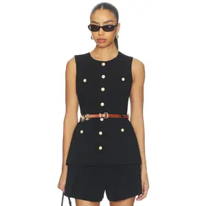 Cinq a Sept Sunflare Belt Kole Vest in Black & Champange