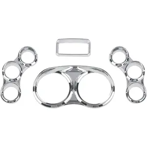 Peterbilt Center Gauge Cover Kit Compatible with 2006-2022 Peterbilt 379 384 386 387 388 389 Instrument Dash Center Gauge Cover (Chrome)
