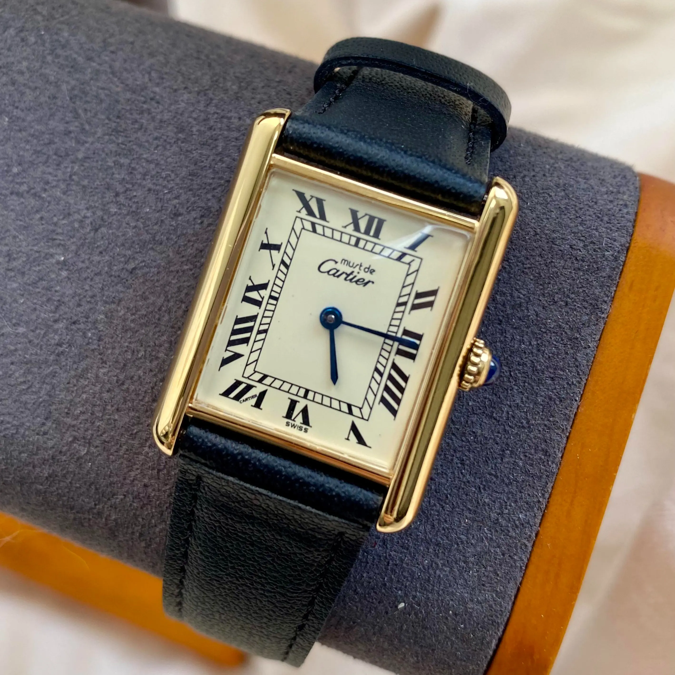 Vintage Cartier Tank Paris Vermeil 590005 18K Gold Electroplated 925 Silver Watch 21320658