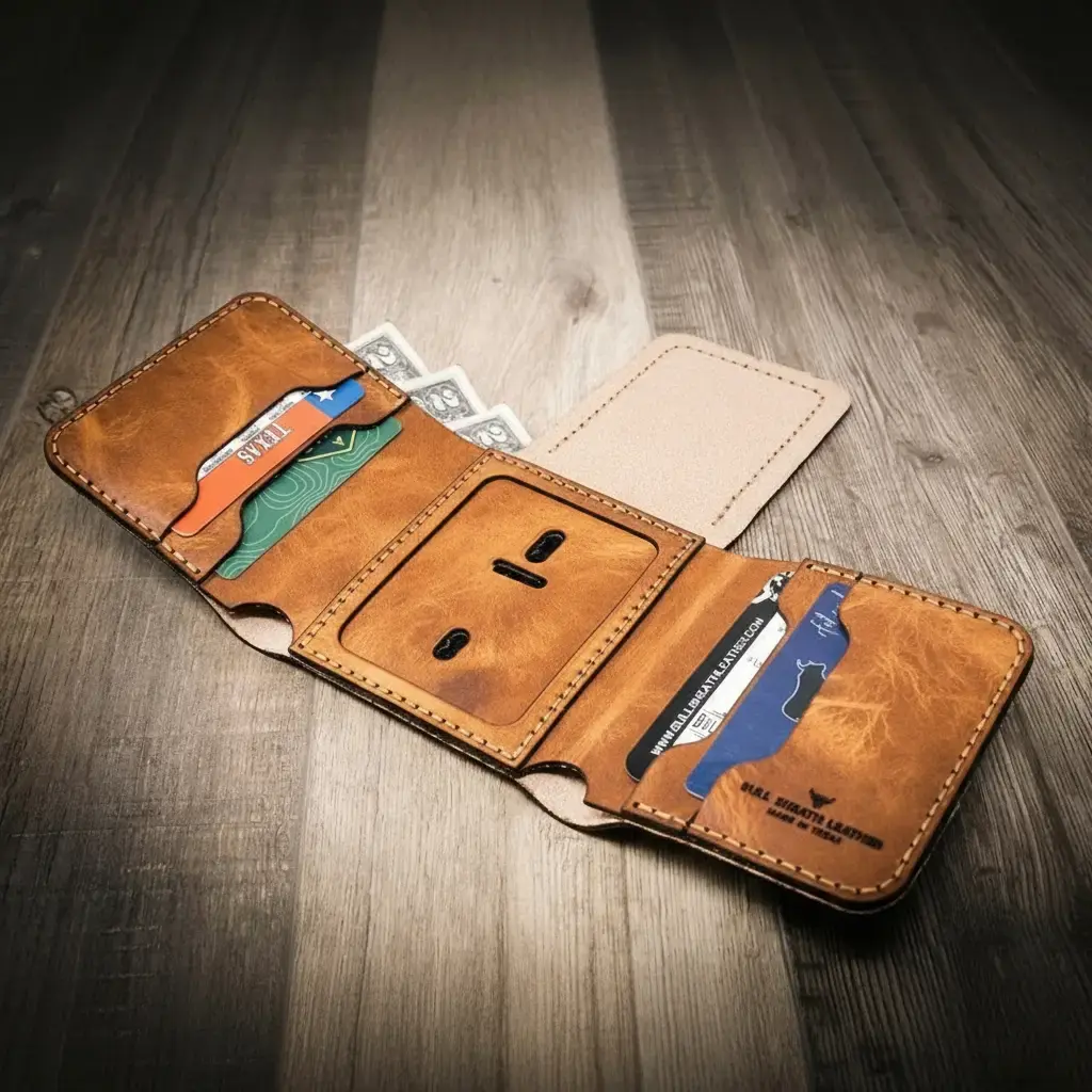 Badge Trifold Leather Badge Wallet