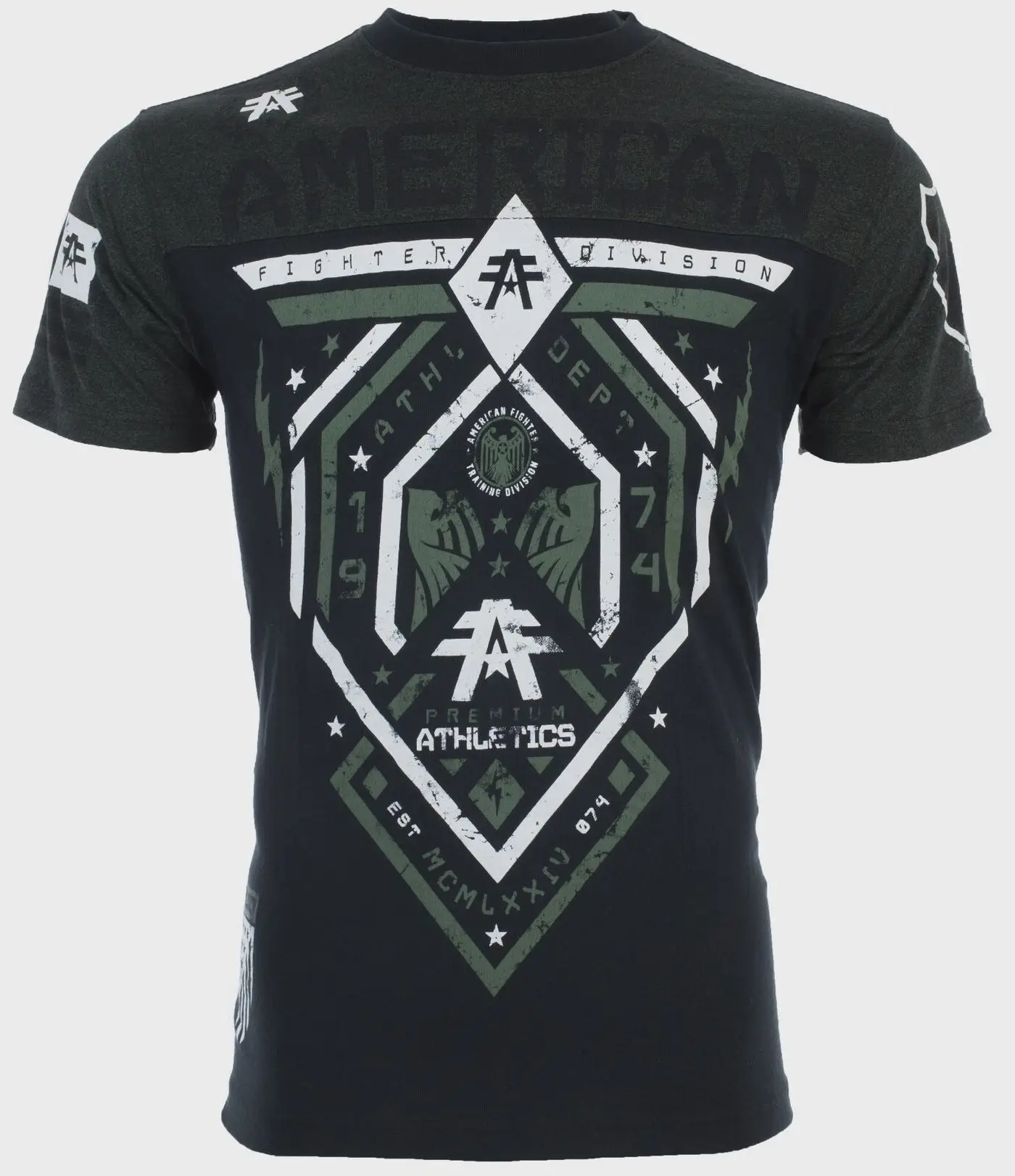 American Fighter Men's T-shirt FAIRBANKS Athletic Biker Black MMA All Print POLYESTER Shirt Menswear Top