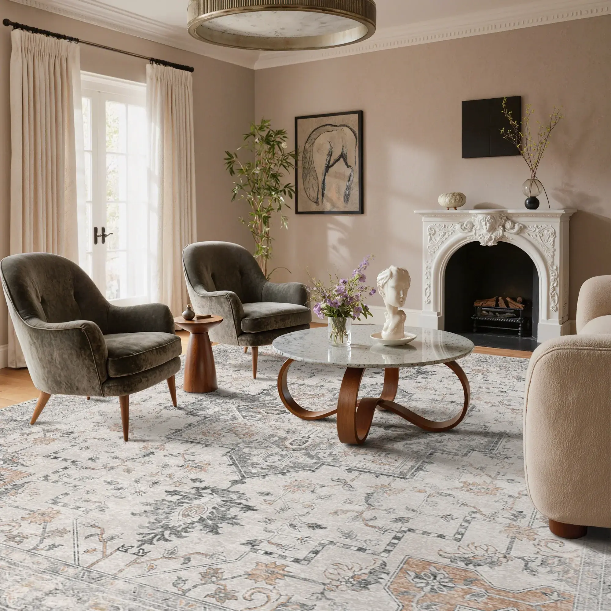 【Back To School】GENIMO Area Rug – Machine Washable, Pet Friendly, Non-Slip Floor Rug, Soft Home Carpet, Perfect for Living Room, Bedroom, Kitchen, Hallway Decor ,AR1005-LTB