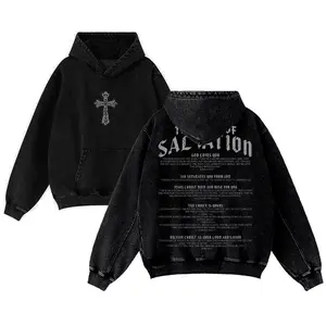 The Plan Of Salvation Washed Graphic Hoodie, Vintage Christian Faith Oversized Pullover