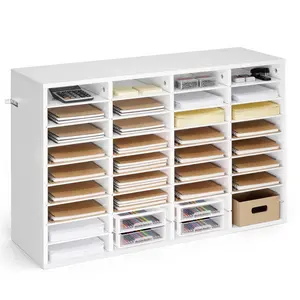 VEVOR Literature Organizer, Summervibes,Summervibes, 36 Compartments Office Mailbox with Detachable Shelves, Wooden Mailbox Sorter with Particle Board, Countertop Office Home Storage Organizer for File, Document, Paper, White