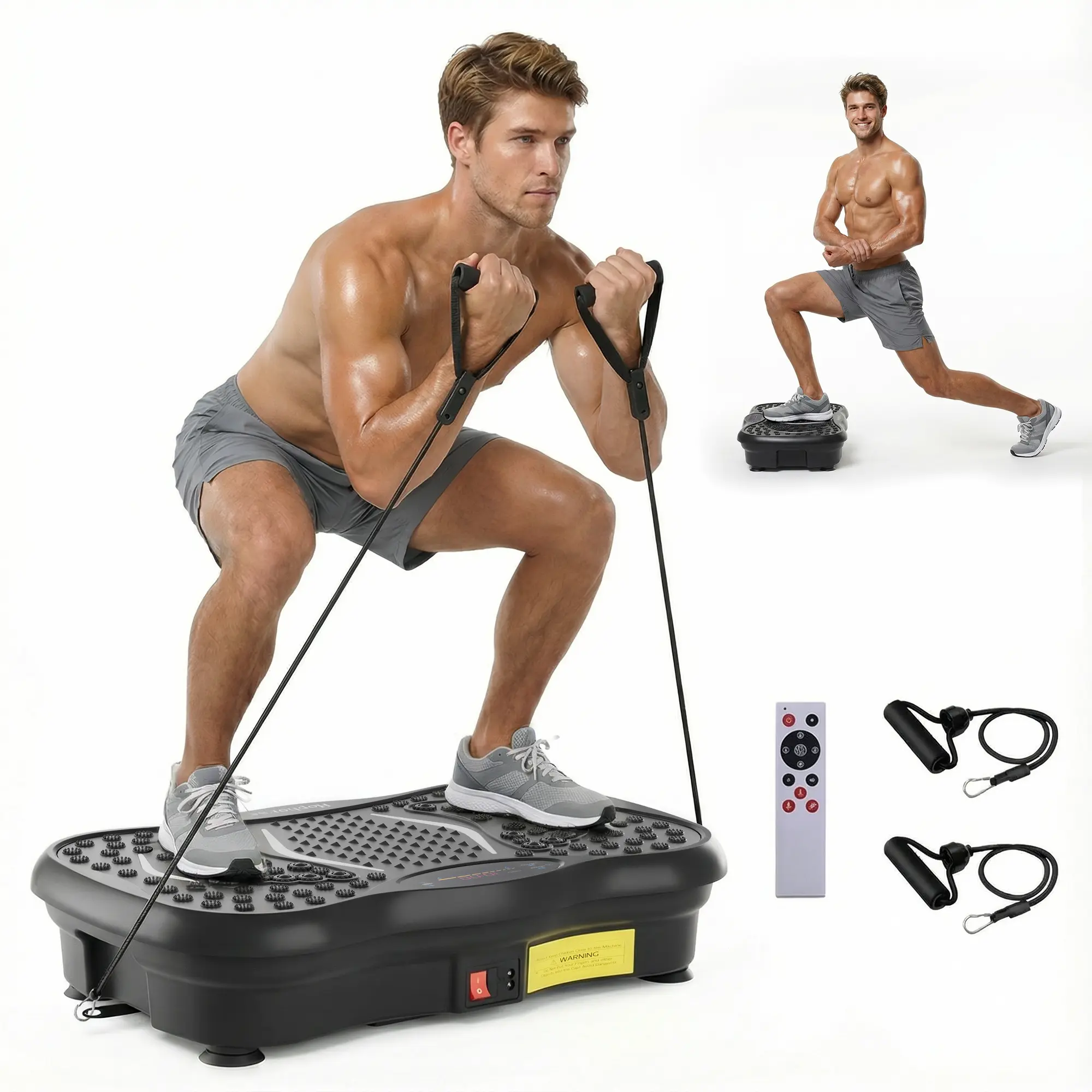 HOPHORSE Vibration Plate Exercise Machine, Whole Body Workout Station for Home Gym, High-Power Oscillating, 330lb Capacity, with Bluetooth, Remote & 2 Resistance Bands