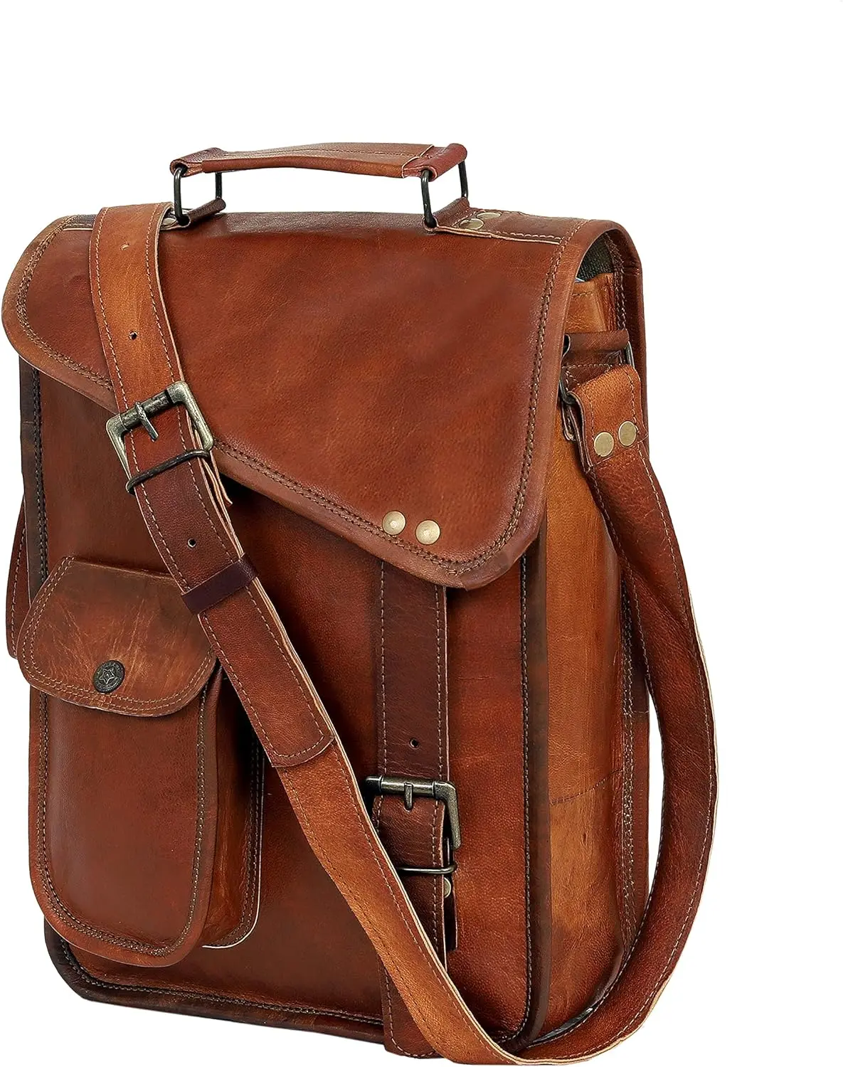 Cuero Men's Distressed Leather Satchel - Work Bag, Tablet Holder, Laptop Case, Office Briefcase, Messenger Shoulder Carry, Ideal Gift for Men