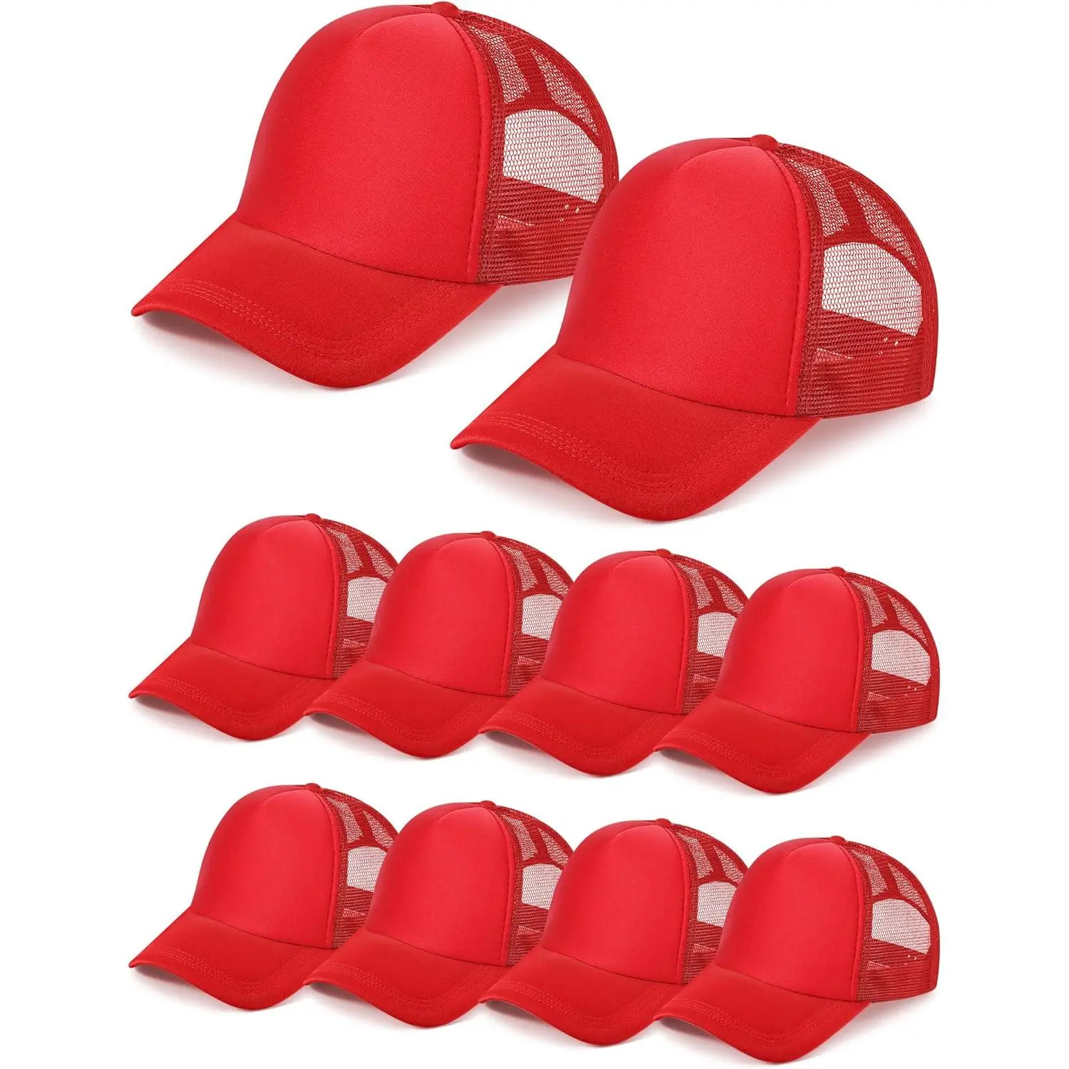 10 Pcs Bulk Sublimation Blank Trucker Hats, Casual Polyester Mesh Baseball Caps, Printable Daily Headwear for Men, Male, Plain, Screen Printing, Adjustable Buckle, Blank Front, Outdoor Wear, Graphic, 3D, Hook And Loop, 22.05 To 24.41 Inch, 3.54 Inch Wide,