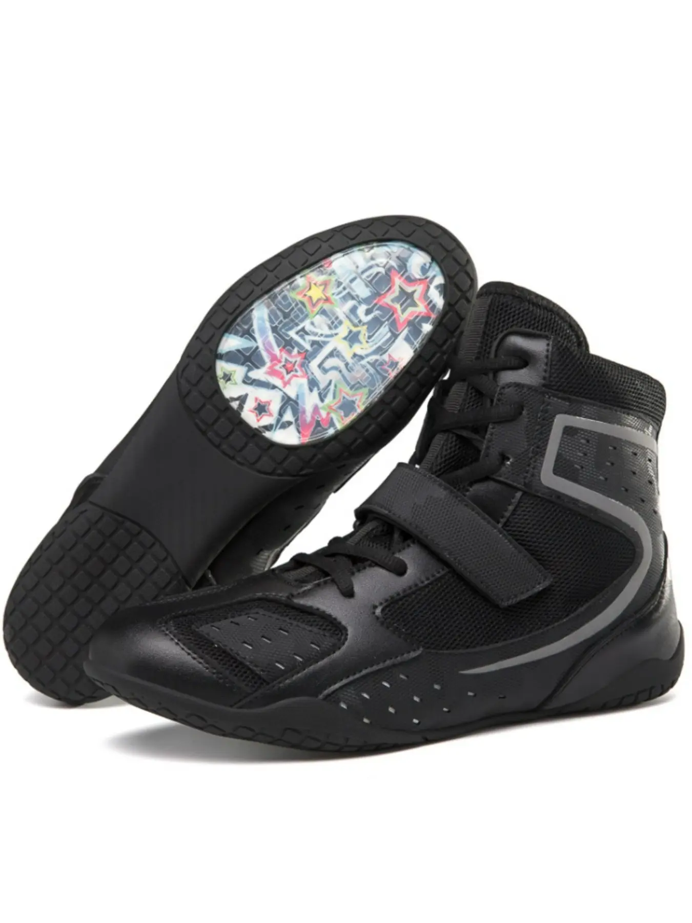 Men's High-Top Wrestling Training Shoes, Boxing & Muay Thai Workout Sneakers, Multifunctional Sports Shoes, Anti-Tear Upper, Ankle Support, Non-Slip Grip, All Seasons