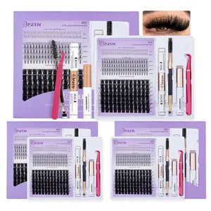 Individual Nature False Eyelashes Kit, 3 Set Mixed Length DIY Eyelash Extensions, Self Grafting Curl Eyelashes, Eye Makeup Enhancement False Eyelashes with Bond&Seal&Remove&Eyelash Tweezers&Brush
