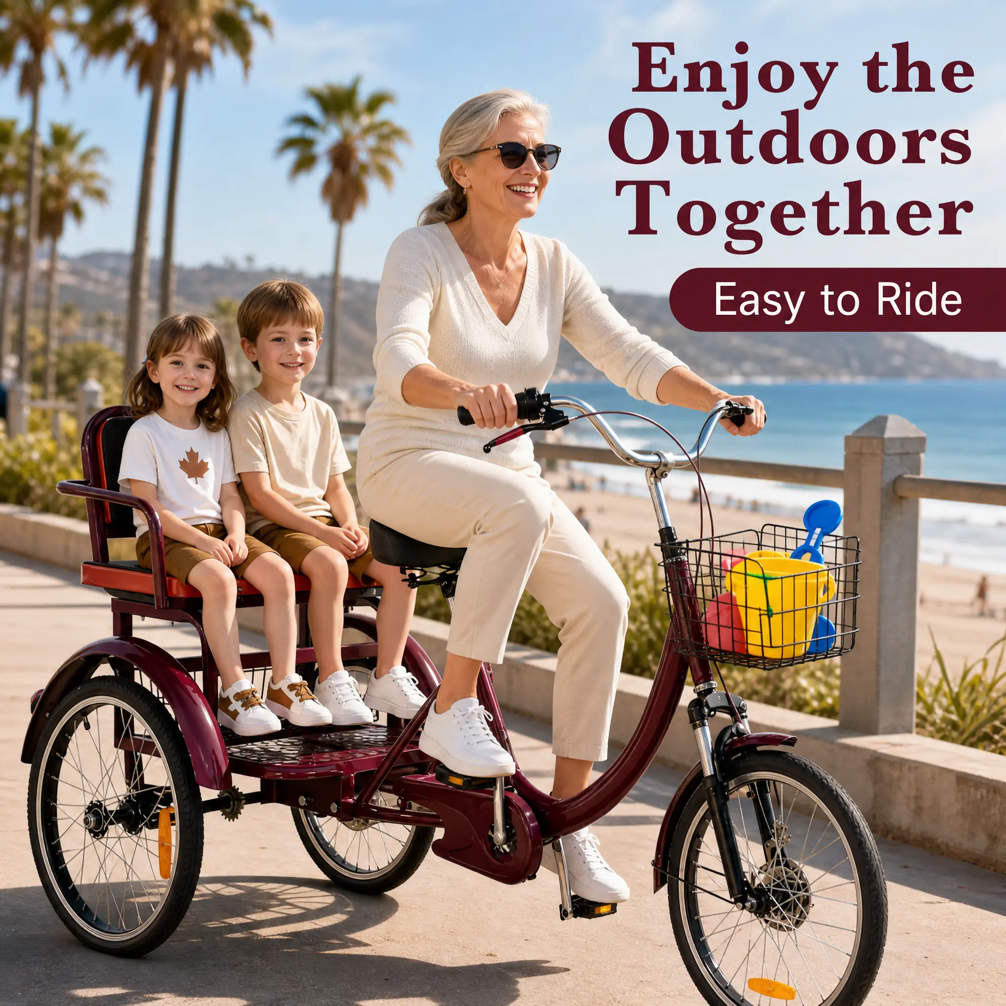 Linor Adult Tricycle, 20 Inch 3-Wheel Bikes, Trike for Adults with Seat for Women, Seniors, Men, Low Step-Through Cruiser Bike with Front and Rear Baskets, Adult Tricycles for Shopping, Cycling