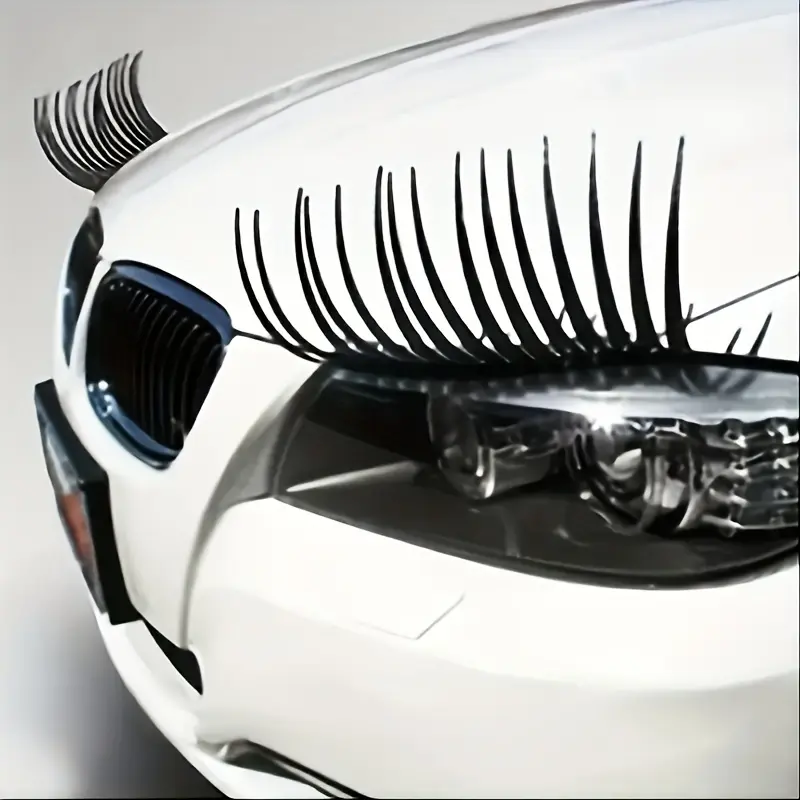 Two-Piece Car Headlight Eyebrow Set, Cute False Eyelash Stickers, Front Light Decorative Eye Patches, Fashion Fun Accessories, Vehicle Exterior Decoration