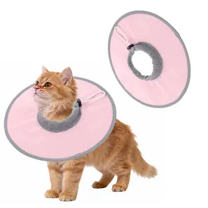 PETAXCELL Elizabethan Collar, Cat Cone Collar Pet Cones Cat Recovery Neck Donut Waterproof Adjustable Soft(Polyester, XL, Pink) for Cats Small Dogs after Protective