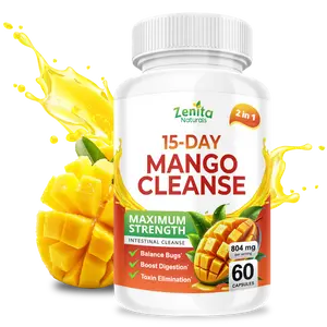 Zenita Naturals 15-DAY MANGO CLEANSE - Gentle Gut and Colon Cleanse | Digestion Aid | 2 Full Cycle | 60 Capsules | Product of USA | GMP Certified