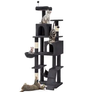 Yitahome 75in Cat Tree Tower for Indoor Cats, Multi-Level Cat Furniture with Scratching Posts, Cat Caves, Padded Perch, Cozy Hammock, Ladder, and Plush Balls for Kittens, Pet Play House