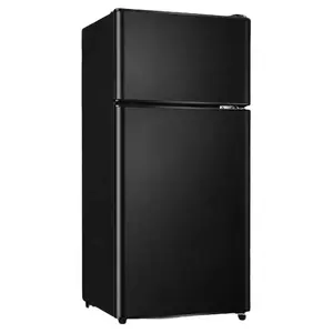 Double-Door Refrigerator with Freezer Adjustable 7-Level Thermostat & Separate Freezer Compact Dorm Fridge for Kitchen RV Office Apartment Silver mini fridge - Appliance mini fridges