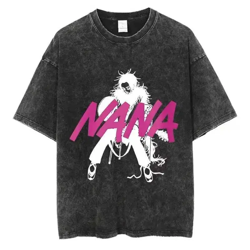 Nana Osaki Shirt, Nana Osaki Punk Rock Manga fashion wear Oversized Tshirt, Vintage Anime Graphic Tee, Acid Wash Streetwear, White Line Art Nana Osaki Guitar Sketch Pink Brush Font NANA Title Front Graphic Top, Heavyweight Cotton Harajuku Apparel,
