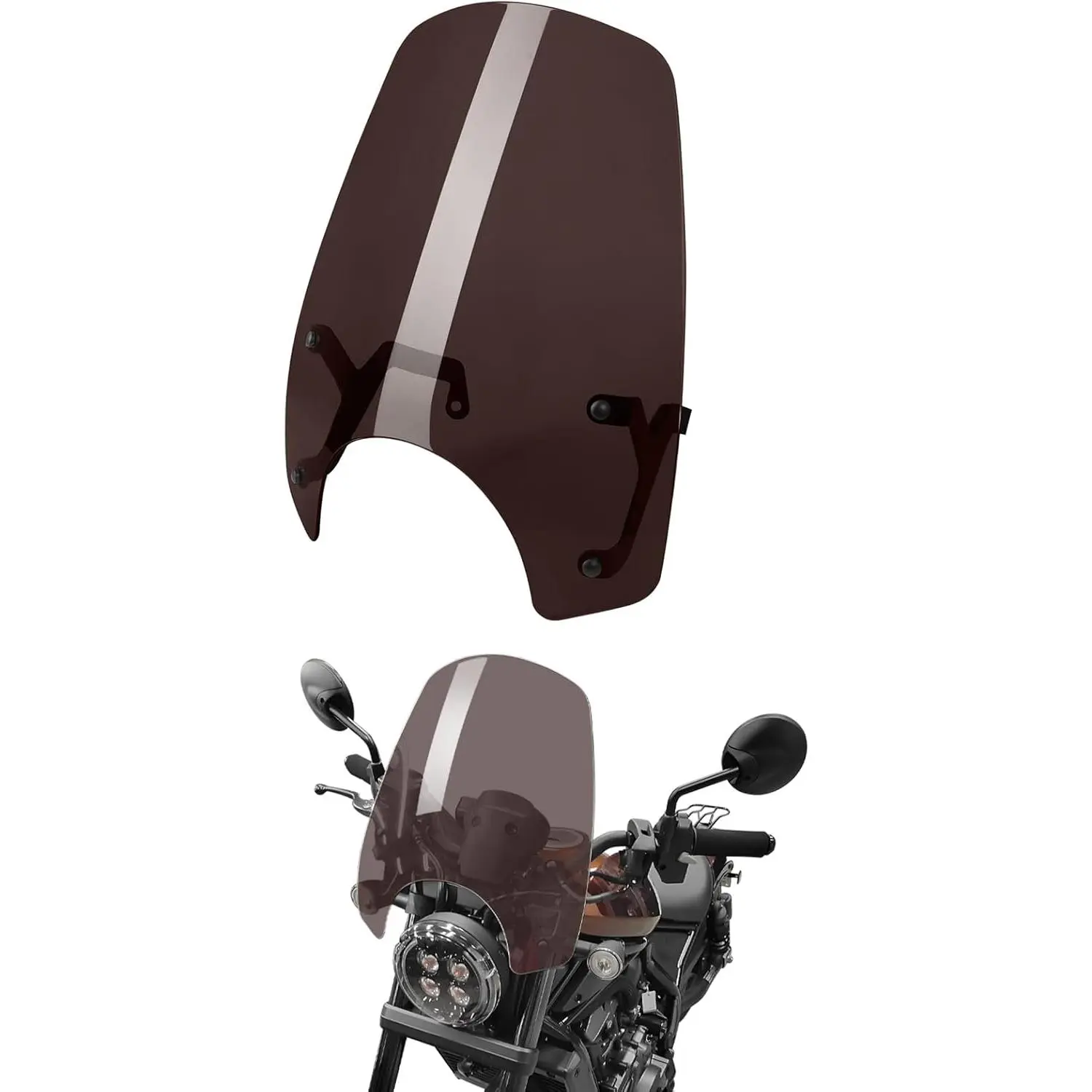 Polycarbonate Motorcycle Windshield for Honda Rebel 1100 CMX1100 (2021-2025) - 1 Pc Smoke Tinted Front Screen, Wind Deflector, Easy Installation, Sturdy for Comfortable Ride