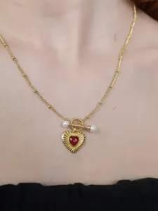 Women's Heart Pendant Necklace, Fashion Couple Necklace, Valentine's Day Gift, Elegant Stainless Steel Jewelry