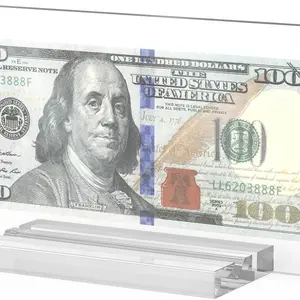 Acrylic Dollar Bill Frame (1 Pack) - Magnetic Double-Sided Transparent Money Holder Case, Office Desk Organizer, Photo Frame with Easy Installation for Window, Room Decor
