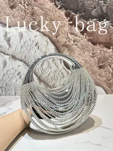 Luxurious Silver Color Rhinestone Accents Handbag for Women, Elegant Acrylic Material Clutch Design Purse, Glitter Fashionable Evening Bag, Versatile Use, Perfect for Parties, Weddings, Proms, Evening Events