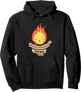 May All Your Bacon Burn Scary Fire Demon Hoodie Pullover Hoodie Tops Black Menswear Sweatshirts