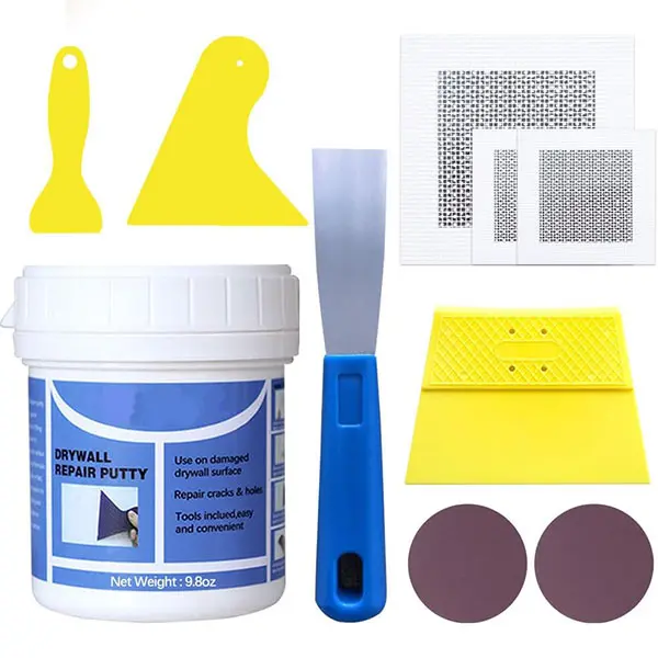 Drywall Repair Kit,Drywall Hole Patch Repair Kit,Wall Spackle Paste 9.8OZ to Fix Wall Surface Holes and Creak Damage with White Wall Repair Putty,Scraper,Sanding Pad Fill Quick and Easy Solution