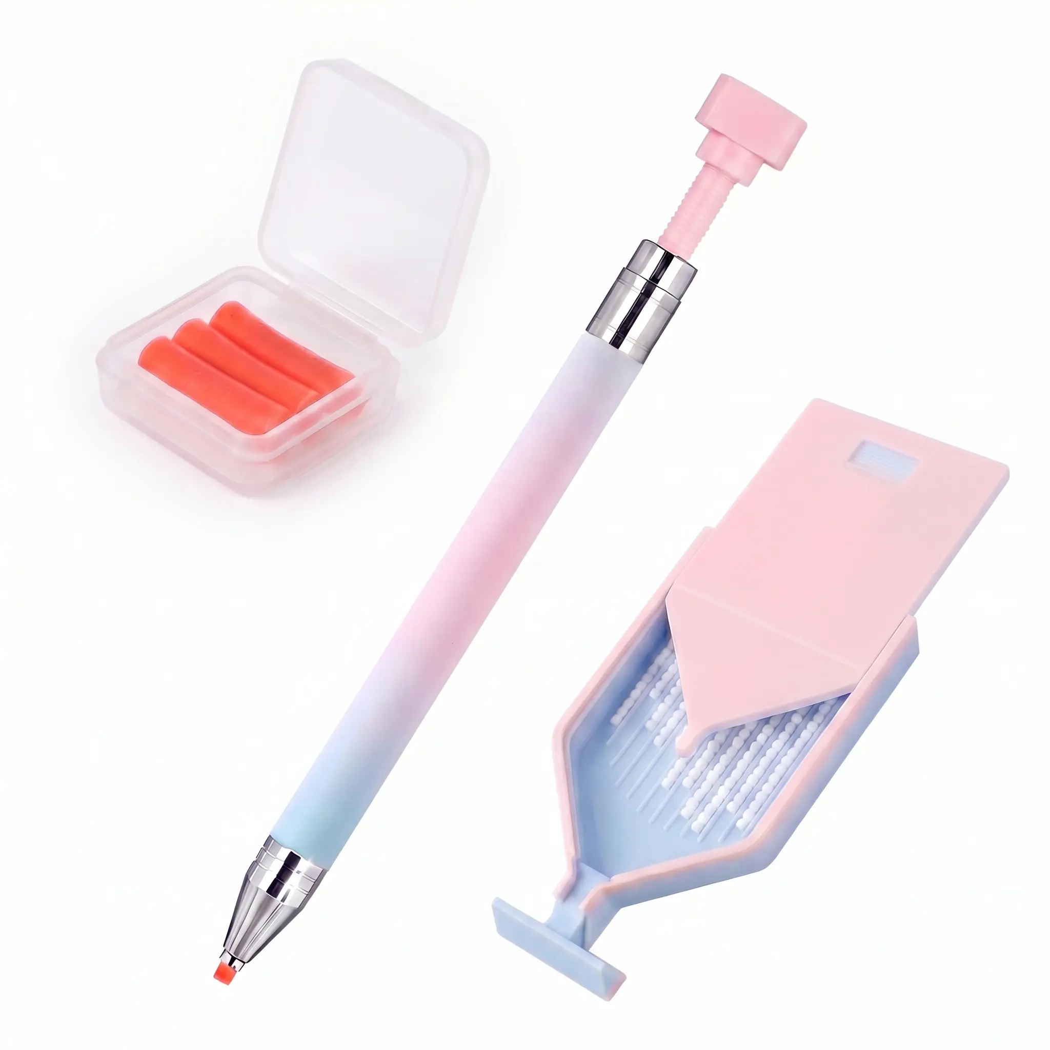 Rhinestone Applicator Pen Kit, Cute Pink Adjustable Diamond Painting Tool Set with Wax Tip, Rhinestone Picker Pen and Rhinestone Tray, Easy No Mess Bedazzling Tool Set for Nail Art, Phone Case, Clothing Decoration and Diamond Art Craft
