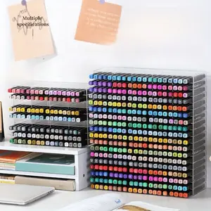 Artistic Display, Acrylic (PMMA) Transparent Pen Holder - Multi-Tier, Large Capacity Marker & Art Brush Organizer, Stationery Storage Organizer, Ideal for Collectors, Artists, Home Office Decor, Desk Accessory
