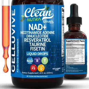 Clean Nutra NAD+, Nicotinamide Adenine, Dinucleotide, Resveratrol, Taurine, Fisten & More for Cellular Energy & Aging Longevity Supplement - Celluvive Liquid Drops