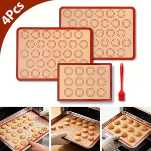 4-Piece Macaron Silicone Baking Mats, Non-Stick Oven Liners, Reusable High-Temperature Resistant, Perfect for Baking Puff Pastries & Bread, Bakeware, Baking Tools