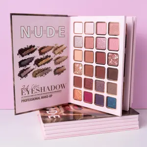 NUDE 24-Color Eyeshadow Palette - 5-Layer Book-Style Makeup Palette with 67 Pro Shades for Contour Blush Highlight Eyeshadow & Lipstick - Portable Long-Lasting Gift Set - Silky Smooth Formula