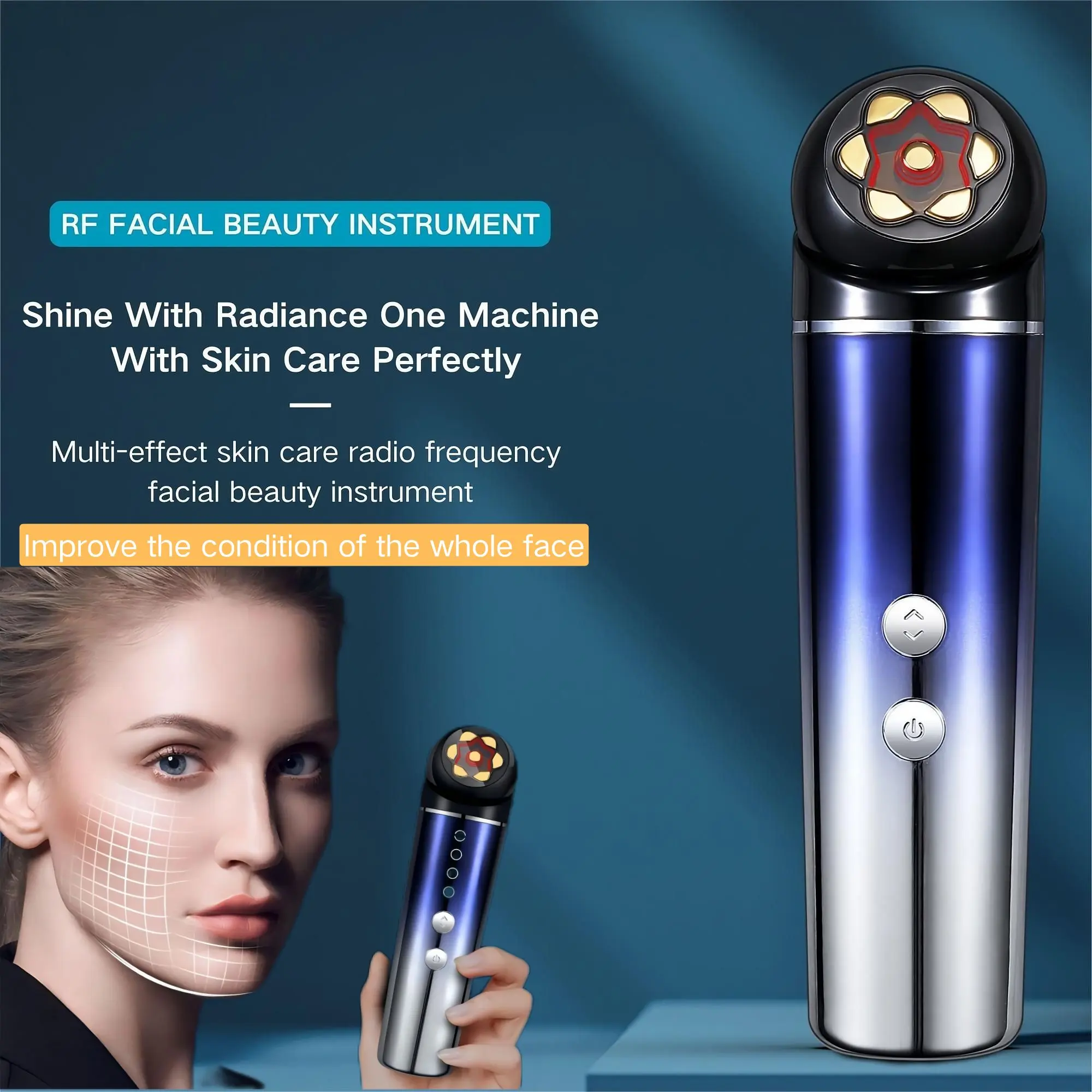 Light Beauty Device, Facial Beauty Instrument, Beauty Equipment, Facial Beauty Machine, Multifunctional Beauty Machine, Multi-Polar RF Facial Massager, Electric Deep Cleansing Skincare Tool, Portable Home Use, Ideal Gift
