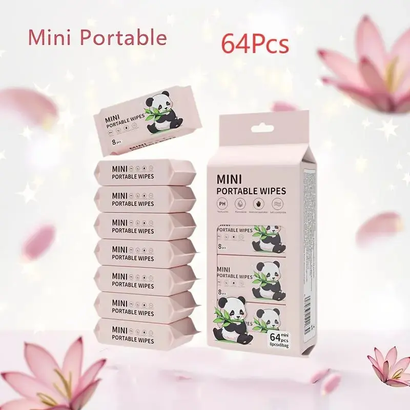 Mini Portable Wet Wipes, Alcohol-Free Disposable Wipes, Unscented Wet Wipes, Unisex, for Exhibitions, Hotels, Kitchen, Travel, Face Cleaning, Daily Use, Pet Use, Wipes To Go