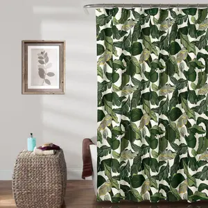 Lush Decor Tropical Paradise Shower Curtain - Iron Light Design with Leaf Pattern, Ideal for Freshening Up Your Bathroom