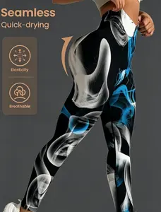 Seamless High‑Waist Digital Print Yoga Leggings, Tummy Control Butt‑Lifting Slim Sports Pants for Women leggings flare leggings leggings women