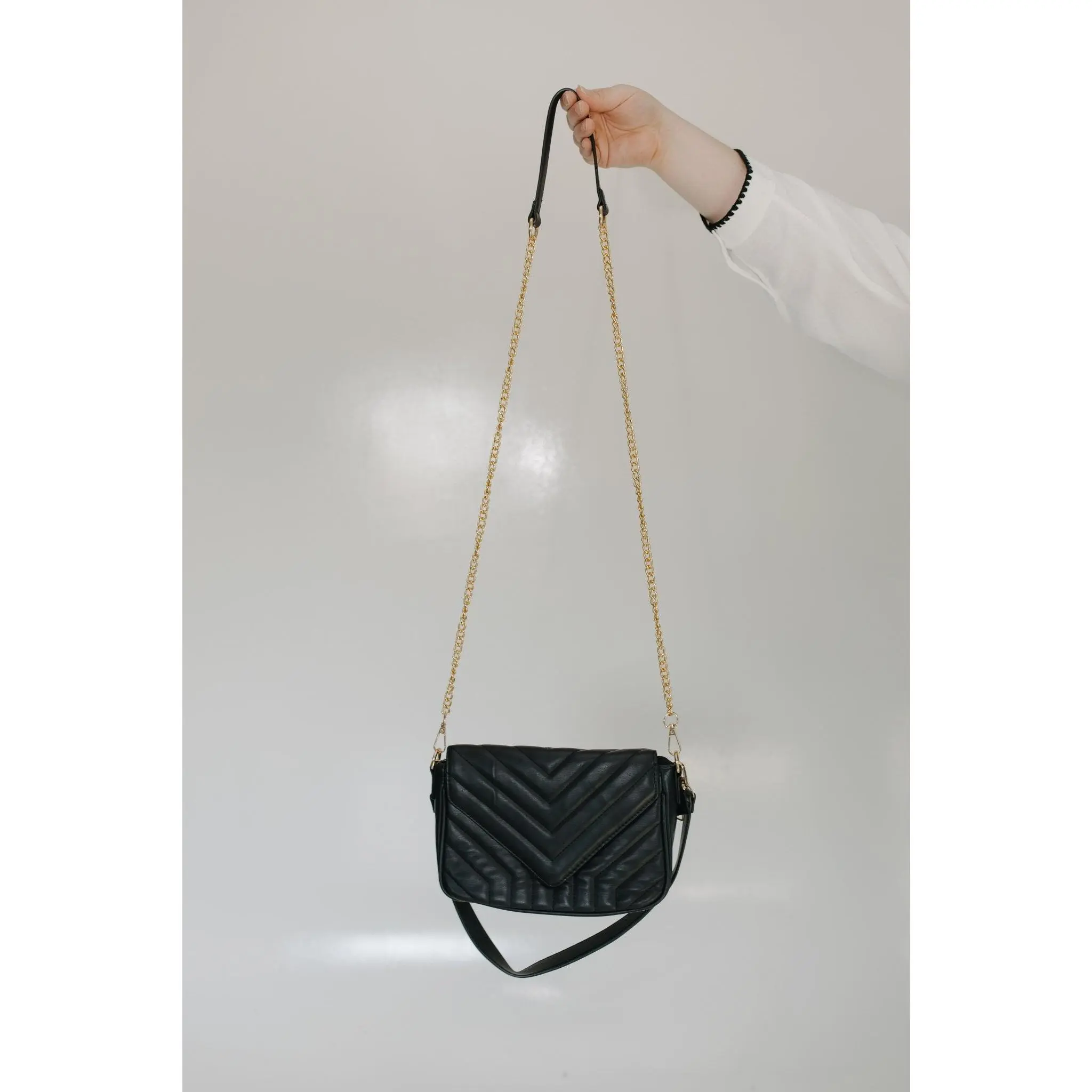 Playful Quilted Envelope Clutch in Black Vegan Leather, Lightweight Foldover Purse for Brunch and Date Night