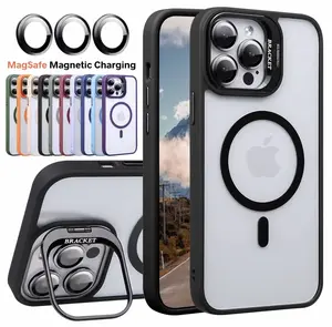 Defender Magsafe Phone Case For iPhone 17 / 17E / 16 / 16E / 15 / 14 / 13 / 12 / Plus / Pro / Pro Max / Shockproof Magnetic With Camera Lens Cover Case with Stand Kickstand Casing Protection Transparent