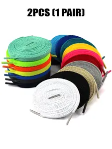 2 Pcs (1 Pair) 0.31 Inch Wide Flat Casual Shoelaces for Sports Shoes, Running Shoes Boots, Durable Shoe Laces for Athletic Footwear