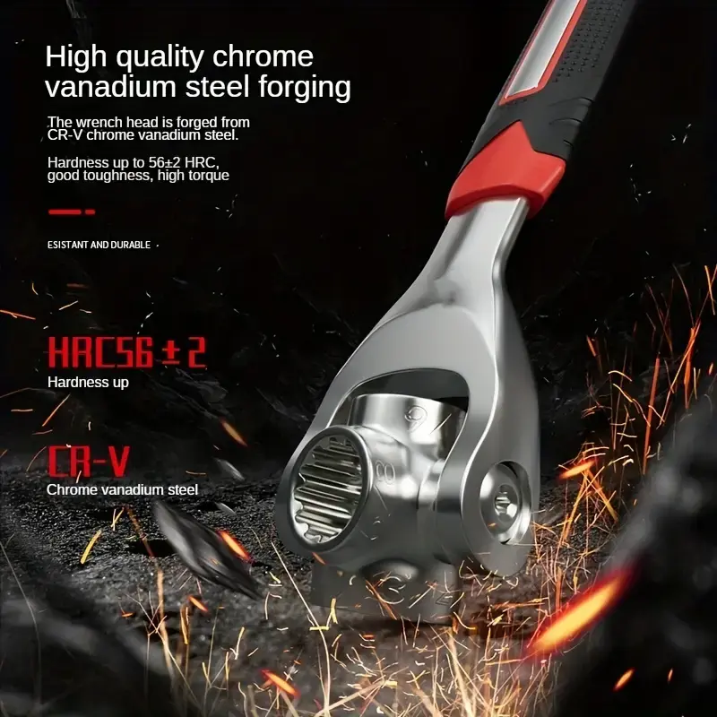 52 in 1 Socket Wrench, Stainless Steel Multifunction Wrench Tool with 360 Degree Rotating Head, Universal with Rubber Handle for Home Bicycle Motorcycle Car Repair