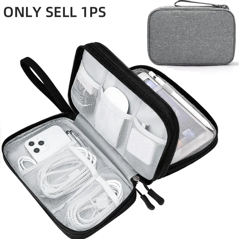 Large Electronic Organizer Bag, Travel Cable Organizer Pouch, Portable Waterproof Double-Layer Electronic Accessories Storage Bag, Multifunctional Large Capacity Case for Cables, Chargers, Phones, Travel Pouches