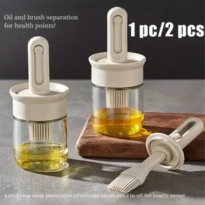 Silicone Oil Brush, Kitchen Oil Brush, 2-In-1 Silicone Oil Bottle, Ideal for Cooking, Vinegar, Sauces, Grilling, Frying