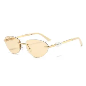 Retro Oval Sunglasses for Women Men Small  Sunglasses Trendy Gold Frame Round Shades Cute Designer Sunnies