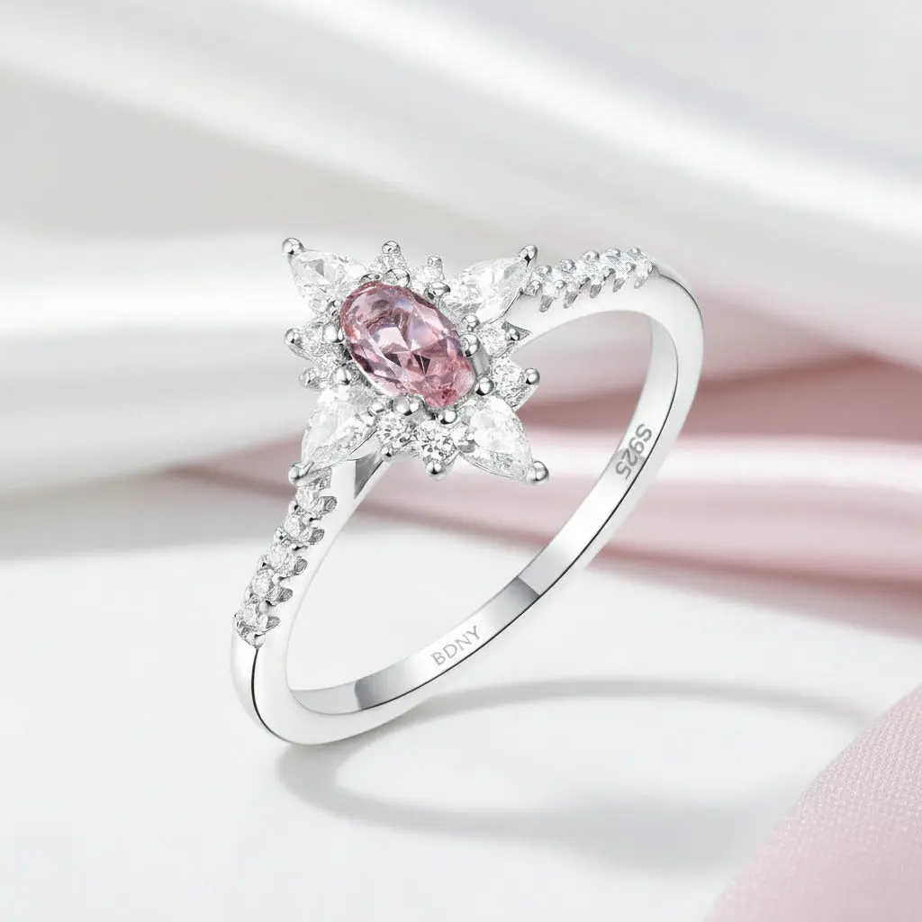 Oval Cut Morganite Gemstone Engagement Ring
