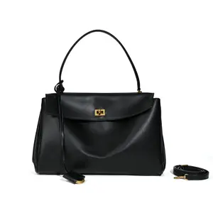Top Grain Leather Women's Large Work Tote rodeo Bag Turn Lock Smooth Leather Shoulder Purse Briefcase